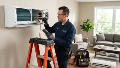 Technician performing AC repair service in Tucson AZ for Five Star Cooling